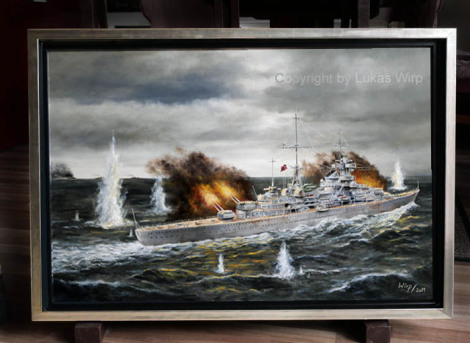 Gemälde Kriegsmarine im Gefecht / zum kaufen