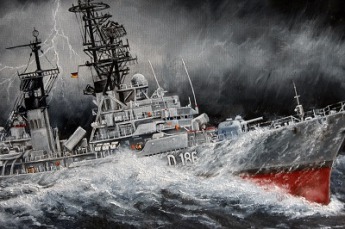 Wellen Sturm Hochsee Fahrt Militär Maler Gemälde