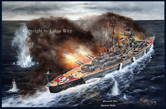 Schlachtschiffe Bilder Poster Marine Gemälde maritime Bismarck Tirpitz