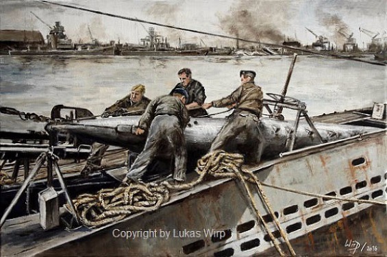 2. Weltkrieg, U-Boot, deutsche, Marine, Bilder, Marinemaler