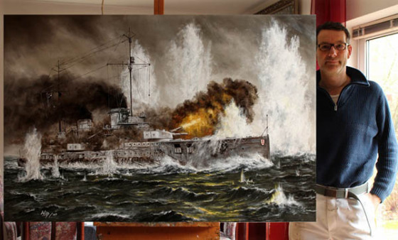 Seeschlacht, Marine, !. Weltkrieg, Kunst, Gemälde, bilder