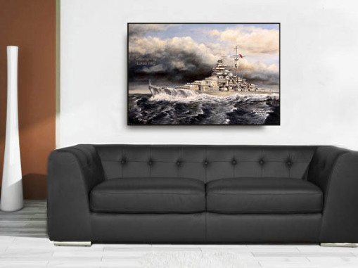 Marine Gemälde vom Schlachtschiff Bismarck
