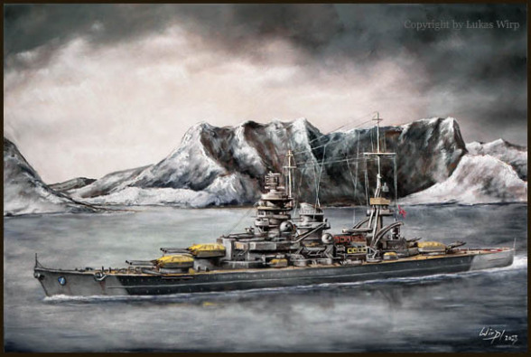 Das Schlachtschiff Scharnhorst in Norwegen