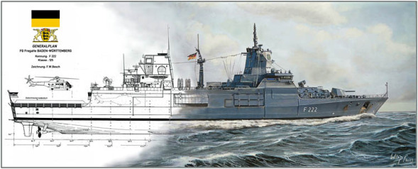 Bundeswehr Fregatte F222 Baden Württemberg Gemälde