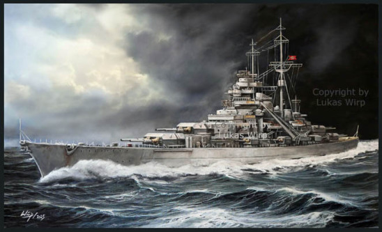 Schlachtschiff Bismarck auf See