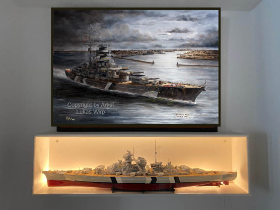 Bismarck Gemälde mit Schiffsmodell